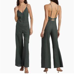 Rivet Utility Foxy XS Linen‎ Jumpsuit size XS Green Sleeveless V-Neck Wide-Leg